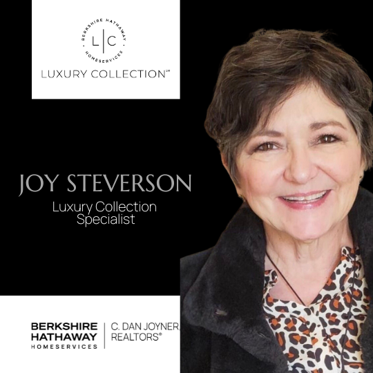 Joy Steverson over a black background, with the subtitle "Luxury Collection Specialist" below her name.